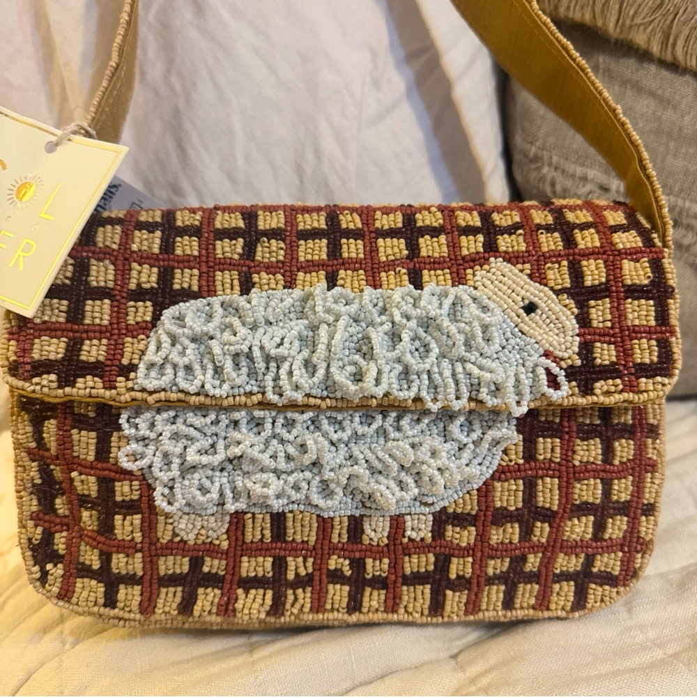Viral Sol and Mer 3D Beaded Sheep shoulder Bag Purse NWT tjmax marshalls lamb